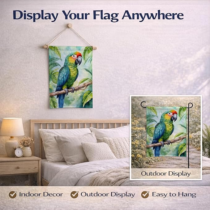 Caroline's Treasures Amazon Parrot Garden Flag Mailbox Flag Decorative Yard Flag Banner Outside Patio Artwork Yard Flower Beds, Garden Size, Multicolor