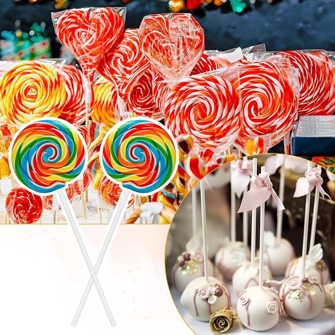 1500Pcs White Lollipop Sticks, 6IN Cake Pop Sticks with Clear Treat Bags & Gold Twist Ties for Candy Making Accessories