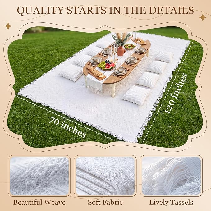 Extra Large Outdoor Picnic Blanket Table Runner 8 Pillows Covers Bridal Shower Gift Registry Bride Groom Name Wedding Must Haves Engagement Stuff Married Accessories Mr Mrs Future Honeymoon Essential