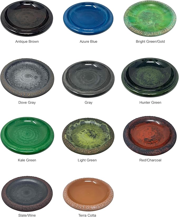 BIRDS AND BEYOND Bird Bath, Bowl Only - 19" Slate/Wine Fiber Clay Bird Bath Bowl, Lightweight 5lbs.
