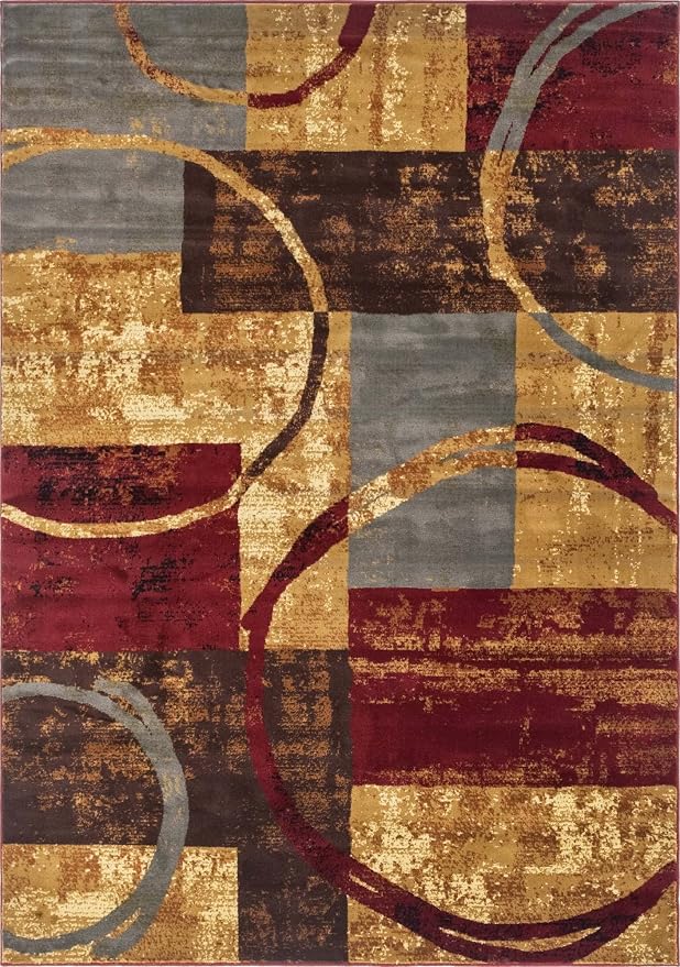 Unique Loom Barista Collection Area Rug - Kouillou (7' 1" x 10' Rectangle, Multi/ Brown)