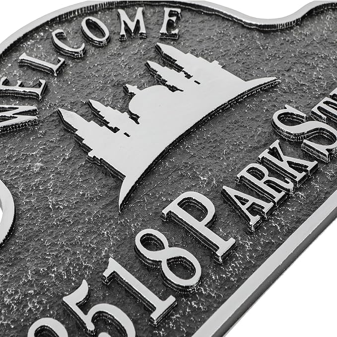 Address Sign Lawn Mounted - Custom House Number Plaque Sign with 2 Metal Stakes,House Address Numbers for Outside House,Yard,Garden,Grass,Ground,Drive Way,Lawn,4 Colors, 13''x 9''