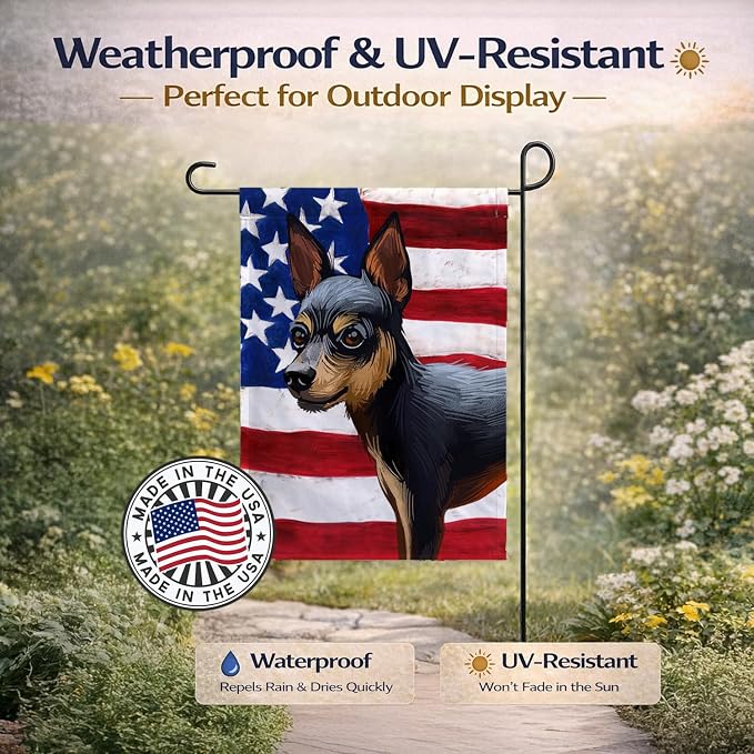 Caroline's Treasures CK6663GF Prague Ratter Dog American Flag Garden Flag Mailbox Flag Decorative Yard Flag Banner Outside Patio Artwork Yard Flower Beds, Garden Size, Multicolor