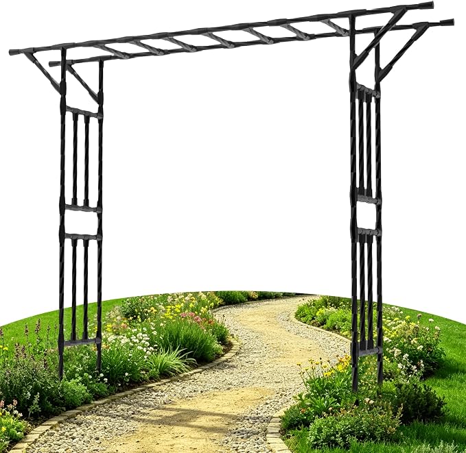 Garden Arch Trellis - 100.4" L×85.4" H Flat Top Garden Arch, Sturdy and Rustproof Garden Arch Trellis for Climbing Plants Outdoor, Arbor Trellis for Backyard, Patio, Lawn, Wedding(20MM Pipe)