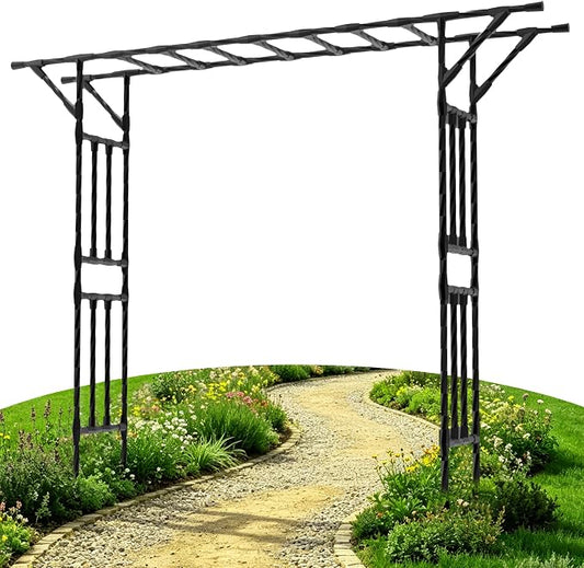 Garden Arch Trellis - 100.4" L×85.4" H Flat Top Garden Arch, Sturdy and Rustproof Garden Arch Trellis for Climbing Plants Outdoor, Arbor Trellis for Backyard, Patio, Lawn, Wedding(20MM Pipe)