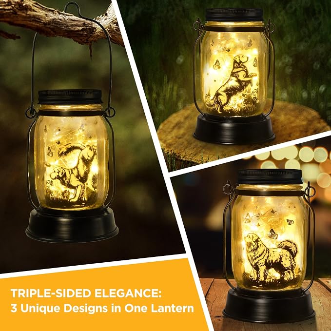 kyoryuger Great Pyrenees Gifts for Women/Men Great Pyrenees Dog Solar Lanterns Mom Birthday Dog Lovers Lantern Pet Loss Pet Memorial Lights Solar Garden Decor Yard, Patio,Backyard,Porch Torches Light