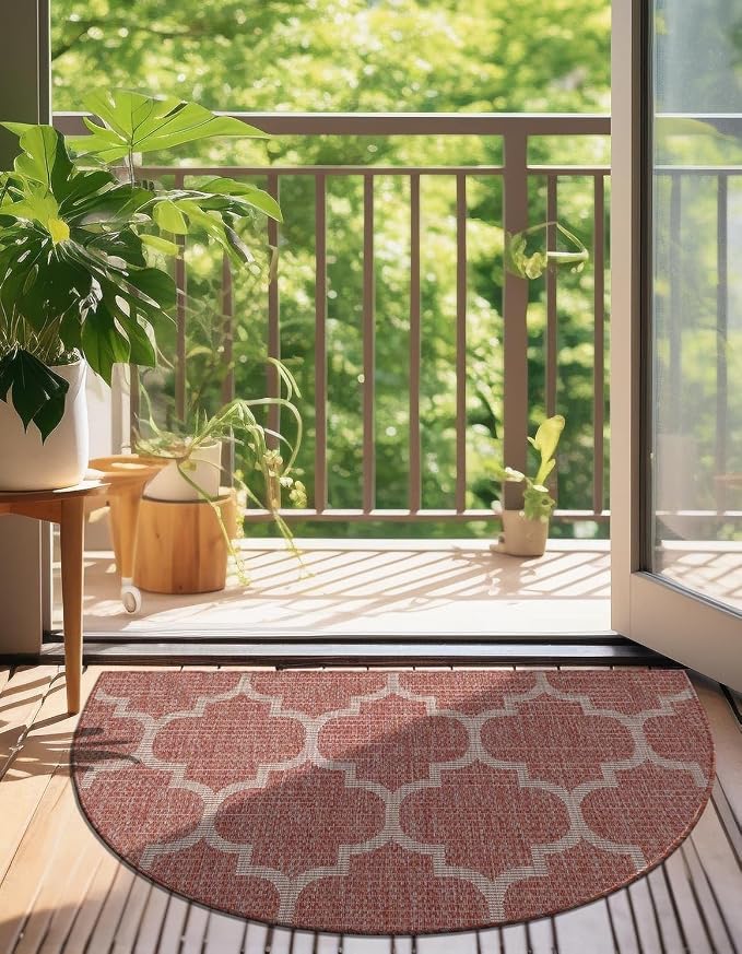 Unique Loom Outdoor Trellis Collection Area Rug (2' 7" x 4' 1" Hearth Rust Red/Ivory)