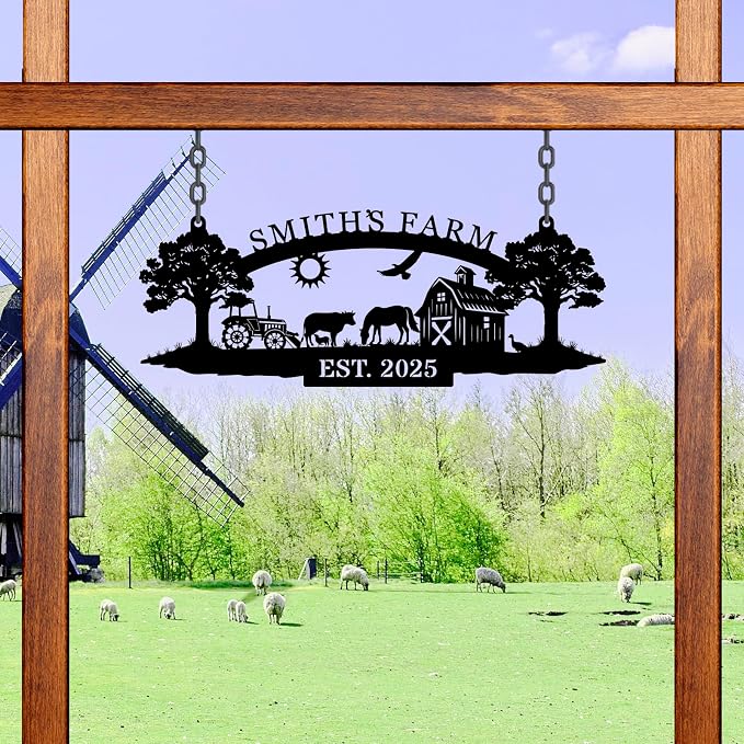Personalized Metal Farm Hanging Sign, Farm Gate Sign,Custom Your Large Farm Sign, Outdoor Farmhouse Decor, Barn Sign, Farm Sign with all farm Pets