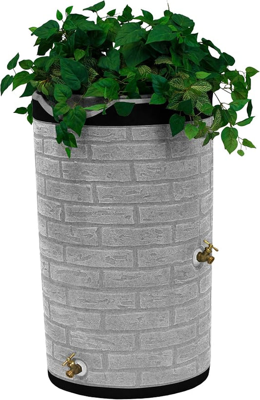 Good Ideas IMP-D50-DR-LIG Impressions Darkened Ribs Downton Rain Saver Barrel, 50 Gallon, Light Granite