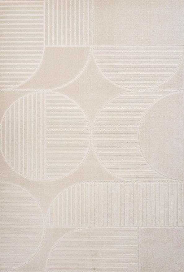 JONATHAN Y Nordby High-Low Arch Striped Ivory/Cream Indoor/Outdoor Area Rug, 12x18, Pet Friendly, Non-Shedding, Stain Resistant, Easy-Cleaning for Backyard, Patio (SCN104B-18)