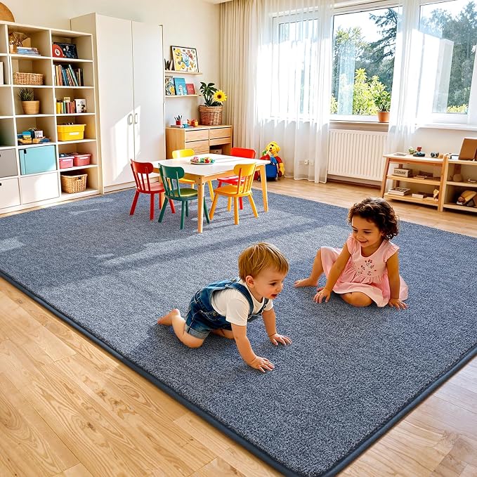 Keeko 3x5 Area Rugs for Living Room,Soft Washable Memory Foam Bedroom Rug | Indoor Throw Rug Low Pile Minimalist Non Slip Carpet for Kids Nursery Classroom Dorm Room Home Decor Blue and White