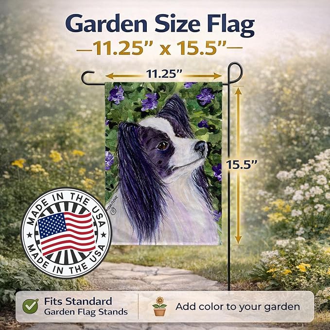Caroline's Treasures SS8896GF Papillon Garden Flag Mailbox Flag Decorative Yard Flag Banner Outside Patio Artwork Yard Flower Beds, Garden Size, Multicolor