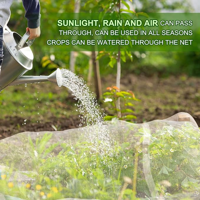 Garden Netting, Jevrench Durable Ultra Fine Garden Netting, Garden Plant Cover Row Cover Makes Plants, Vegetables, Fruits, and Flowers Grow Better (13ft x 50ft)