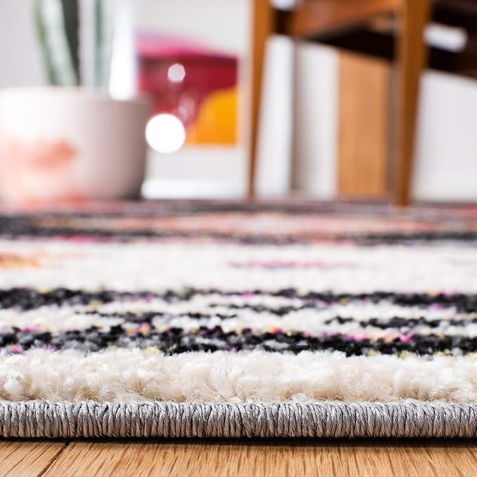 SAFAVIEH Adirondack Collection Area Rug - 6' Square, Black & Red, Boho Tribal Design, Non-Shedding & Easy Care, Ideal for High Traffic Areas in Living Room, Bedroom (ADR245Z)