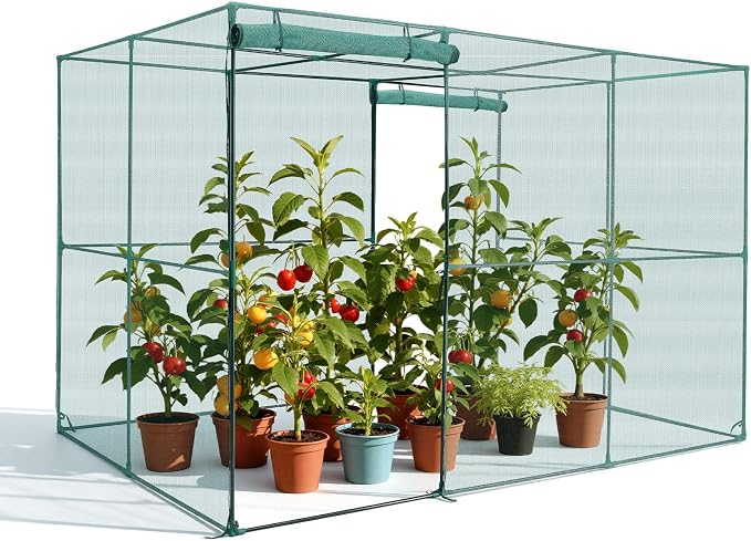 VEVOR Crop Cage, 9.5 x 6.36 x 6.36 ft Plant Protection Tent with Zippered Door, Wind-Resistant Tall Crop Cage, Easy to Install, Outdoor Raised Bed Cover, Tomato Plant Netting for Garden Patio Lawn
