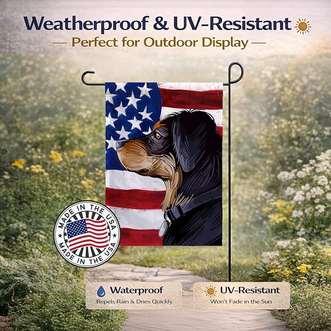 Caroline's Treasures CK6744GF Transylvanian Hound American Flag Garden Flag Mailbox Flag Decorative Yard Flag Banner Outside Patio Artwork Yard Flower Beds, Garden Size, Multicolor