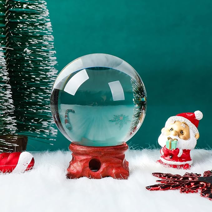Clear Crystal Ball with Stand 100mm/3.9 inch for Fortune Teller Accessories,Decorative Ball,Magic,lensball Photography,Feng Shui,Witchcraft Decor,Scrying,Large Quartz Crystal Orb Prop Glass Sphere