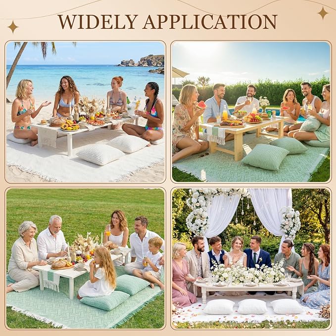 Extra Large Outdoor Picnic Blanket Table Runner 8 Pillows Covers Bridal Shower Gift Registry Bride Groom Name Wedding Must Haves Engagement Stuff Married Accessories Mr Mrs Future Honeymoon Essential