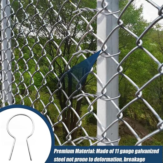 50 Pcs EZ Twist Ties 4"OD Preformed 9 Gauge Galvanized Steel Fence Ties for Fixing Chain Link Mesh to Round Posts.