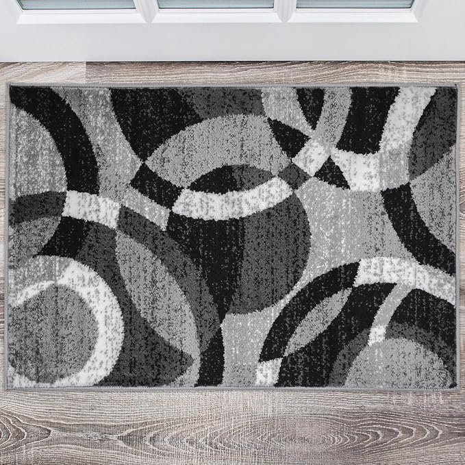 Rugshop Abstract Circles Contemporary High Traffic Area Rug Gray 2' x 3' | Rectangular, Size 2' x 3', Living Room, Bedroom, Dining Room, Home Office, Kitchen, Entryway, Hallway, Nursery, Kids Room