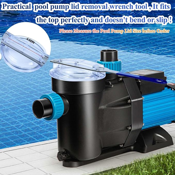 Pool Pump Lid Removal Tool with Handle Grip, Upgraded Metal Pool Pump Cover Removal Wrench Swimming Pools Strainer Lid Removing Tool Compatible with Hayward Super II Pump SP3000 SP3010 SP3007 Series
