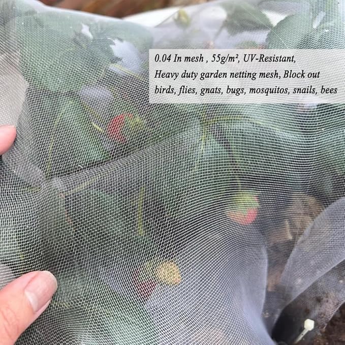 10X50Ft Garden Netting Pest Barrier – Ultra Fine Mesh Netting Plant Covers & Row Cover, Protects Vegetables, Fruits, Flowers from Mosquitoes, Insects, Birds, Deer & Squirrels