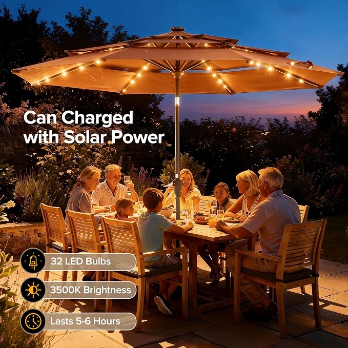 NEWBULIG 10FT Patio Umbrella, Offset Cantilever Outdoor Patio Table Umbrella, UV Protection, Fade Resistant Fabric, Easy Tilt Adjustment for Pool, Deck, Garden, Backyard, Red