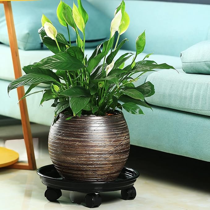 7 Packs Plant Caddy with Wheels 11.8" Plastic Rolling Plant Stands Heavy-Duty Plant Dolly with Casters Indoor Outdoor Wheeled Plant Roller Base Large SaucerTray Mover