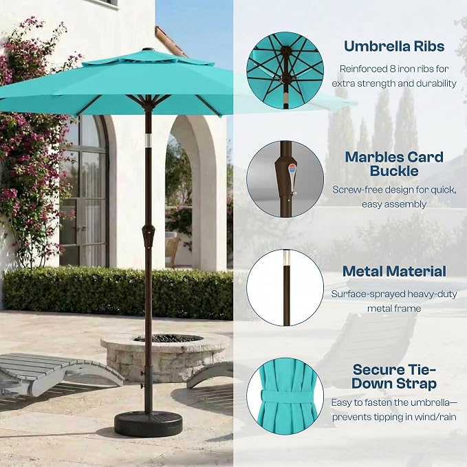 10FT Patio Umbrella, 2 Tier Outdoor Table Umbrella, Large Vented Market Umbrellas with Push Button Tilt and Crank, 8 Sturdy Ribs for Backyard, Deck, Pool, UPF50+ UV Protection