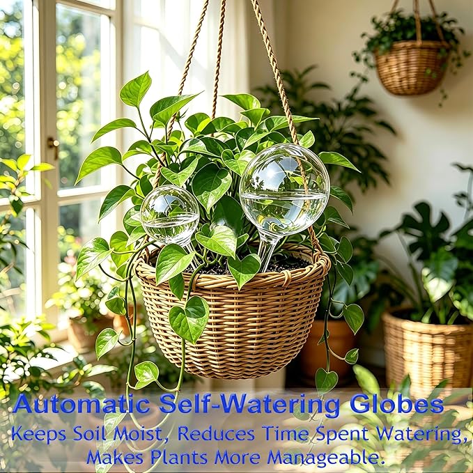 Plant Automatic Watering Devices, Clear Plastic Self-Watering Bulbs Flower Automatic Watering Device While Away Garden Waterer for Plant Indoor Outdoor