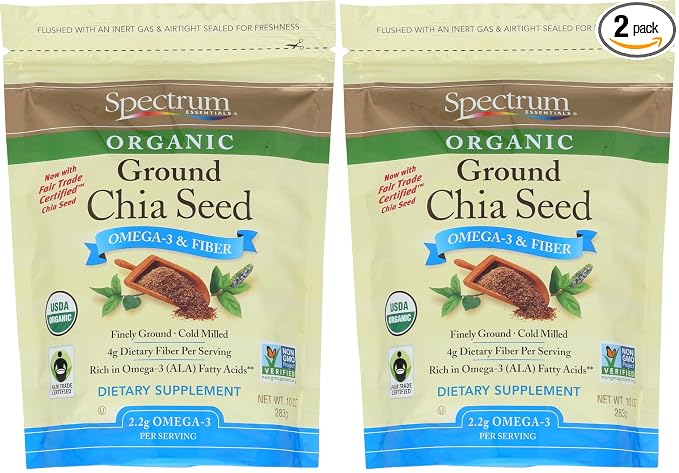 Spectrum Essentials Organic Ground Chia Seed,10 oz,(Pack of 2)