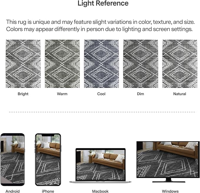 Machine Washable Area Rug Runner - Living Room Bedroom Bathroom Kitchen Entryway Office - Padded Low Pile Stain Resistant Premium - Moroccan Diamond Tribal - Jax - Gray 2'6" x 10'