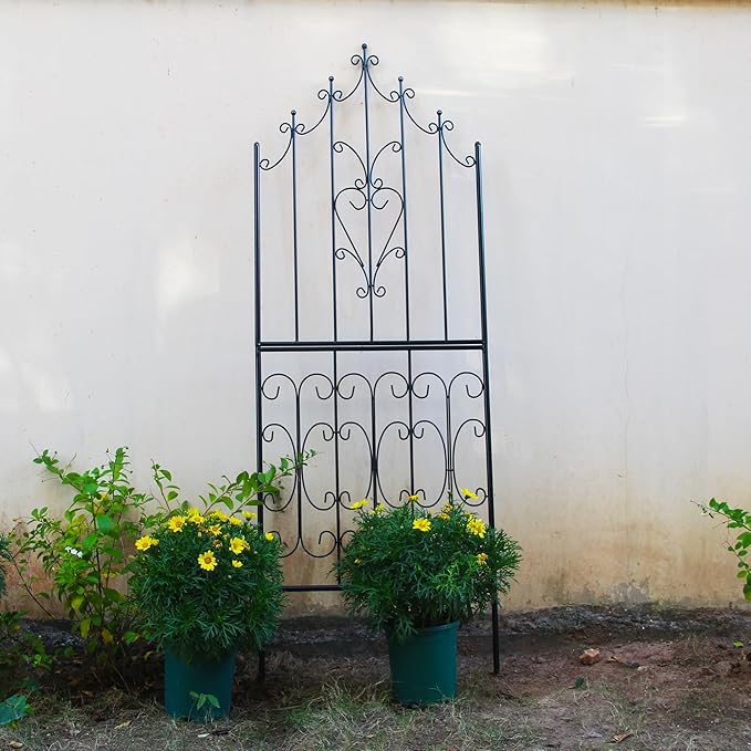 Garden Trellis for Climbing Plants 70.8" H x 25.6" W Metal Premium Quality Material Rust-Resistant Climbing Frame Stylish Garden Addition Outdoor Roses Vine Ivy Clematis Trellises Black
