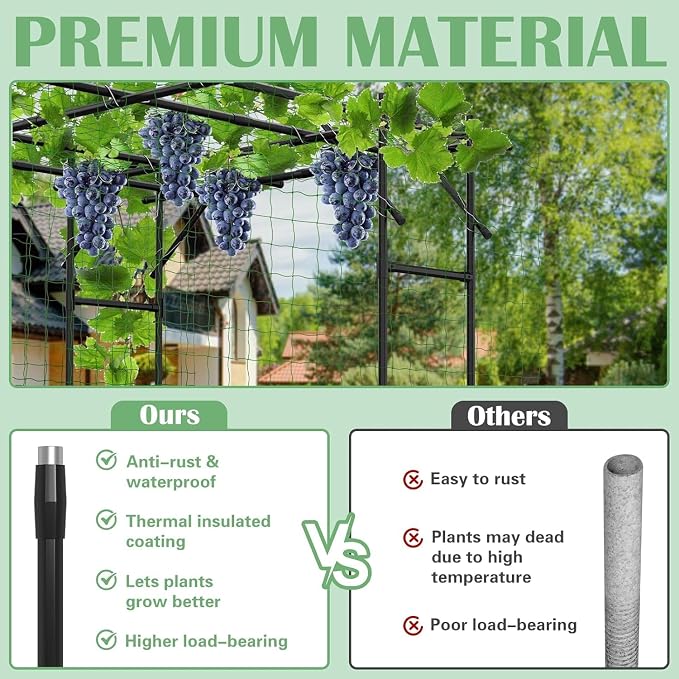 DoCred Garden Arch Trellis for Climbing Plants, 87" H x 118" L x 79" W Large Grape Vine Trellises Arch Arbor Gazebo, Grape Trellis for Outdoor Courtyard and Garden Decoration, Black