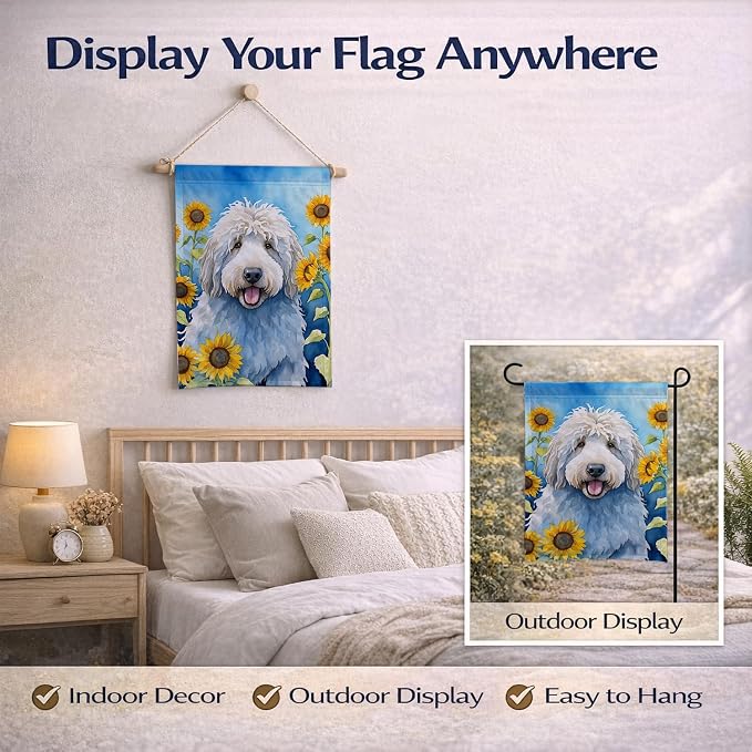 Caroline's Treasures DAC6107GF Komondor in Sunflowers Garden Flag Mailbox Flag Decorative Yard Flag Banner Outside Patio Artwork Yard Flower Beds, Garden Size, Multicolor
