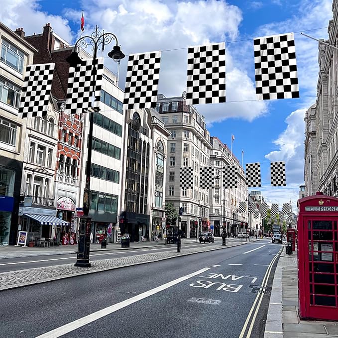 AhfuLife Checkered Flag 3x5 Ft 2 PCS, Large Black and White Racing Flags - Double Side with Brass Eyelets for Race Car Party, Garden Decoration Indoor Outdoor