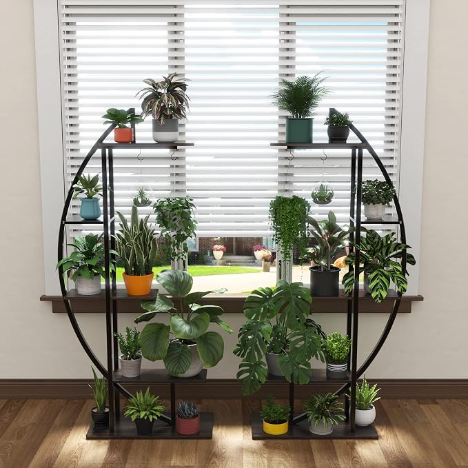 GDLF Tall Plant Stand Large Plant Shelf Indoor 71" Metal flower rack with hanging hook, Improved Taller Design with more space(pots up to 10")