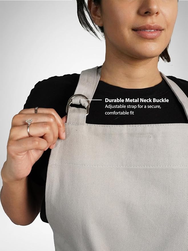 100% Cotton Kitchen Apron with 2 Pockets – Adjustable Chef Apron for Cooking Baking BBQ – Unisex Apron
