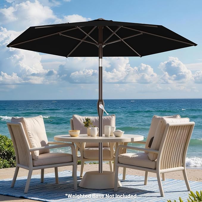 AreShark 7.5FT Patio Umbrella Table Market Umbrella w/Tilt and Crank, Heavy-Duty Outdoor Umbrellas for Pool, Deck, Garden and Backyard, Black