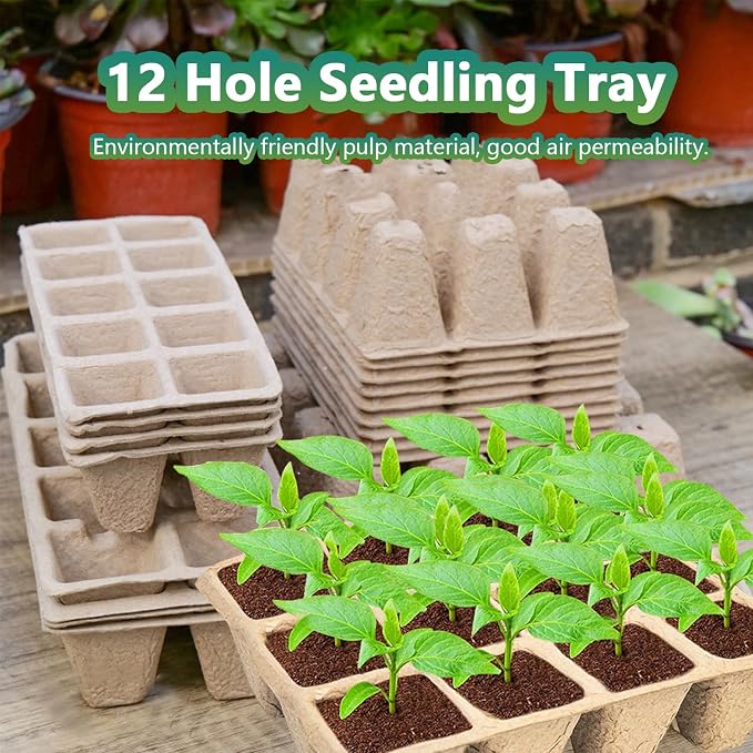 240 Cells Seed Starter Tray, 20 Pack Plant Starter Kit | Biodegradable Germination Seed Starter Kit with 200 Labels for Seedlings, Indoor and Outdoor Gardening and Seed Starting