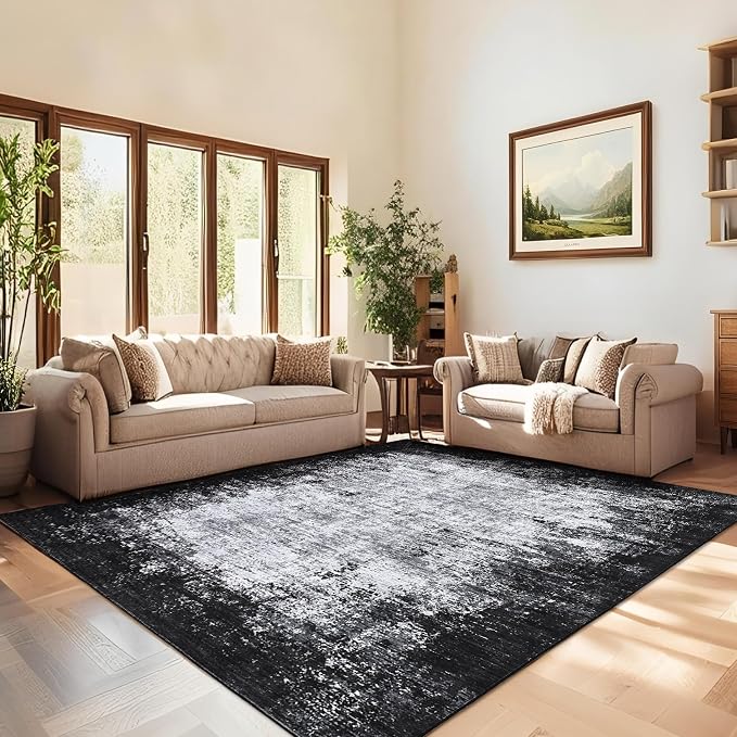 GarveeHome Abstract Area Rugs 5x7 Ultra-Soft Modern Indoor Carpet Grey | Non-Slip Backing, Stain-Resistant Low Pile Floor Cover, Colorful Indoor Mat, Bedroom, Kitchen, Laundry