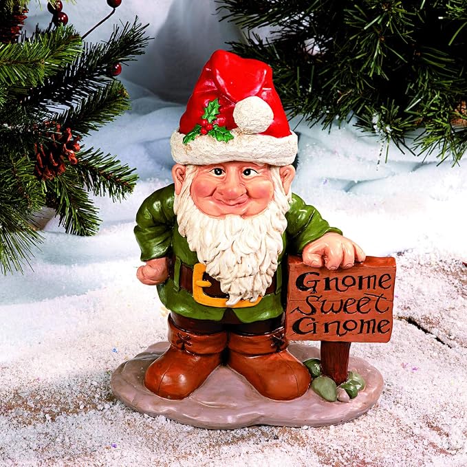 Fun Express Garden Gnomes Outdoor Statue | 5 Interchangeable Seasonal Hats, Resin Gnome Figurines, Yard Decorations, Christmas Halloween Easter Holiday Gnome Decor
