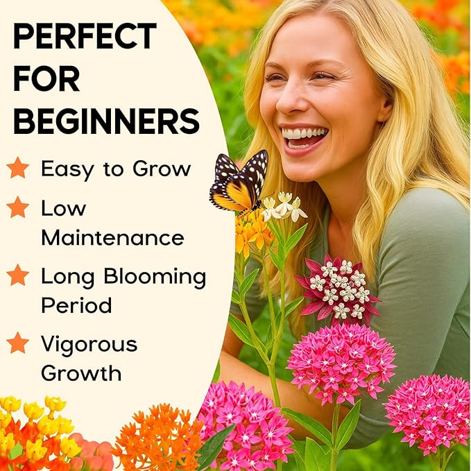 720+Mix Milkweed Seeds (Asclepias) for Monarch Butterflies - 6 Individual Varieties Perennial Wildflower Colorful Pollinator Garden (Each pack120+ Seeds)., Easy to Grow for Backyard & More