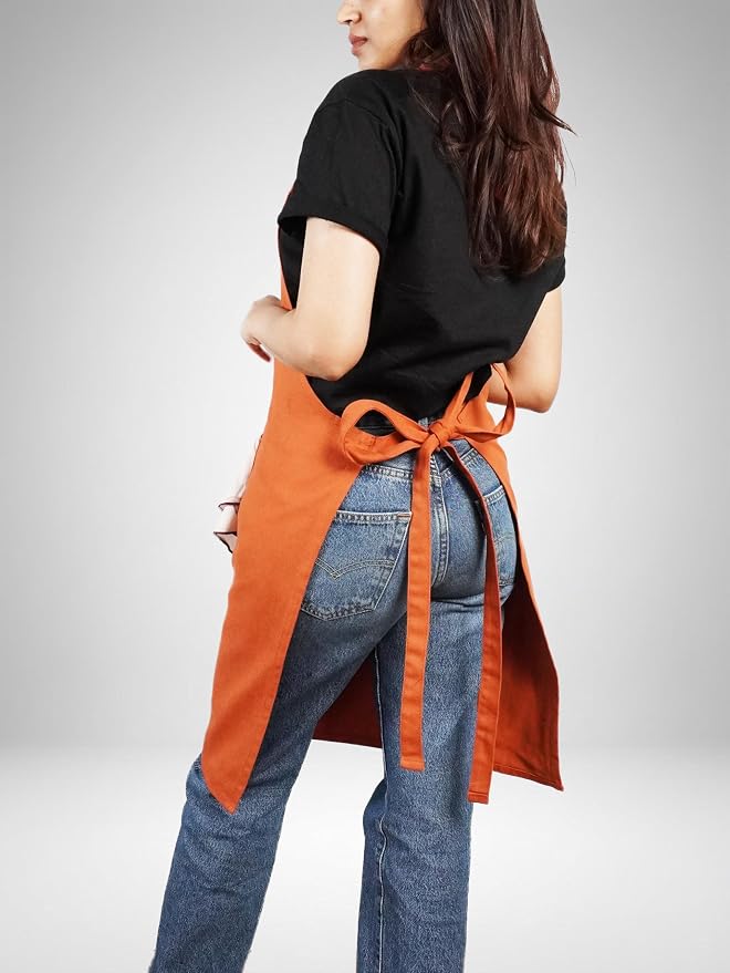 100% Cotton Kitchen Apron with 2 Pockets – Adjustable Chef Apron for Cooking Baking BBQ – Unisex Apron