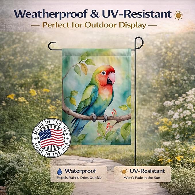 Caroline's Treasures Lovebird Garden Flag Mailbox Flag Decorative Yard Flag Banner Outside Patio Artwork Yard Flower Beds, Garden Size, Multicolor