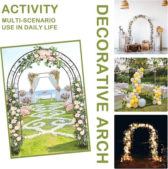 Garden Arch Trellis, Heavy-Duty Steel Frame Support Arbour Archway for Climbing Plant, Rose Vines, Vegetables, Outdoor Decoration for Lawn Backyard Party Wedding, Arc Top