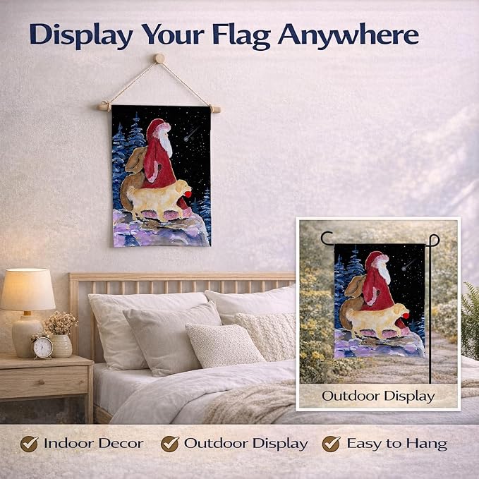 Caroline's Treasures SS8973GF Santa Claus with Golden Retriever Garden Flag Mailbox Flag Decorative Yard Flag Banner Outside Patio Artwork Yard Flower Beds, Garden Size, Multicolor