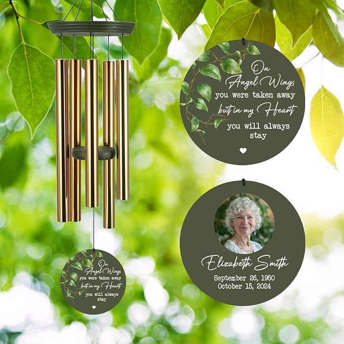 ASTARIN Customized Wind Chimes Memorial, Sympathy Gifts for Loss of Mom Dad Son, Grief Gifts for Women, Condolences Wind Chime Gift Idea, Wooden Windchime Deep Tone(Made in Texas)