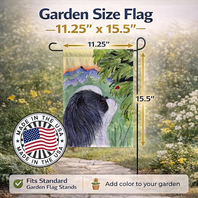 Caroline's Treasures SS8259GF Japanese Chin Garden Flag Mailbox Flag Decorative Yard Flag Banner Outside Patio Artwork Yard Flower Beds, Garden Size, Multicolor