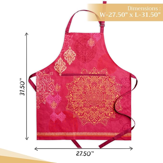 Maison d' Hermine Aprons for women with Pocket 100% Cotton (27.50"x31.50") | Adjustable Neck Strap & long ties Apron Men Chef Wedding Cooking Gardening Server Maid